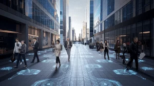 Une dalle de trottoir qui fournit un point d'accès WIFI