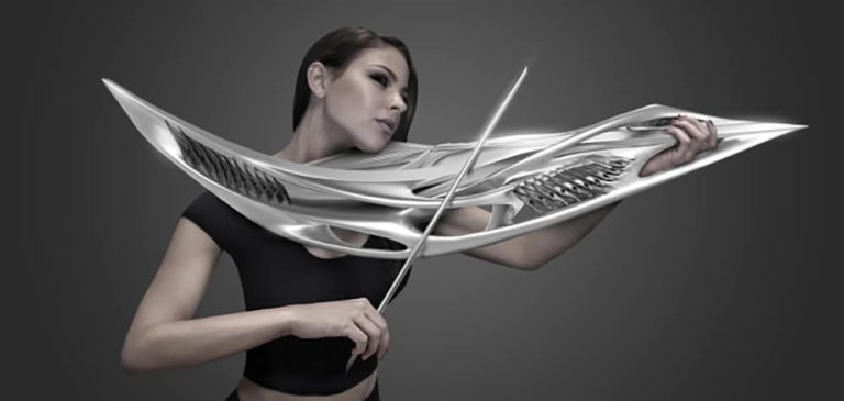 Un violon futuriste fabriqué avec une imprimante 3D