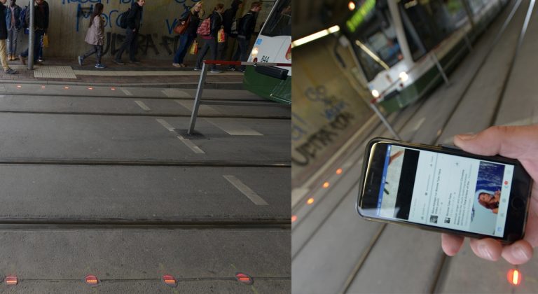 Des feux de signalisation au sol pour les zombies du smartphone