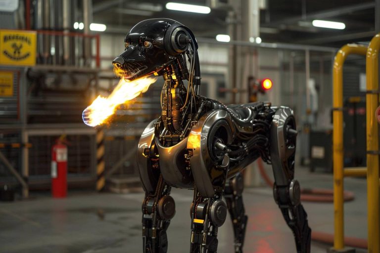 Ce robot chien qui crache du feu avec un lance-flammes : quand la technologie rencontre la pyrotechnie