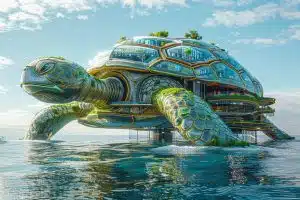 Découvrez la ville flottante du futur : une tortue géante sur l'océan prête à vous surprendre
