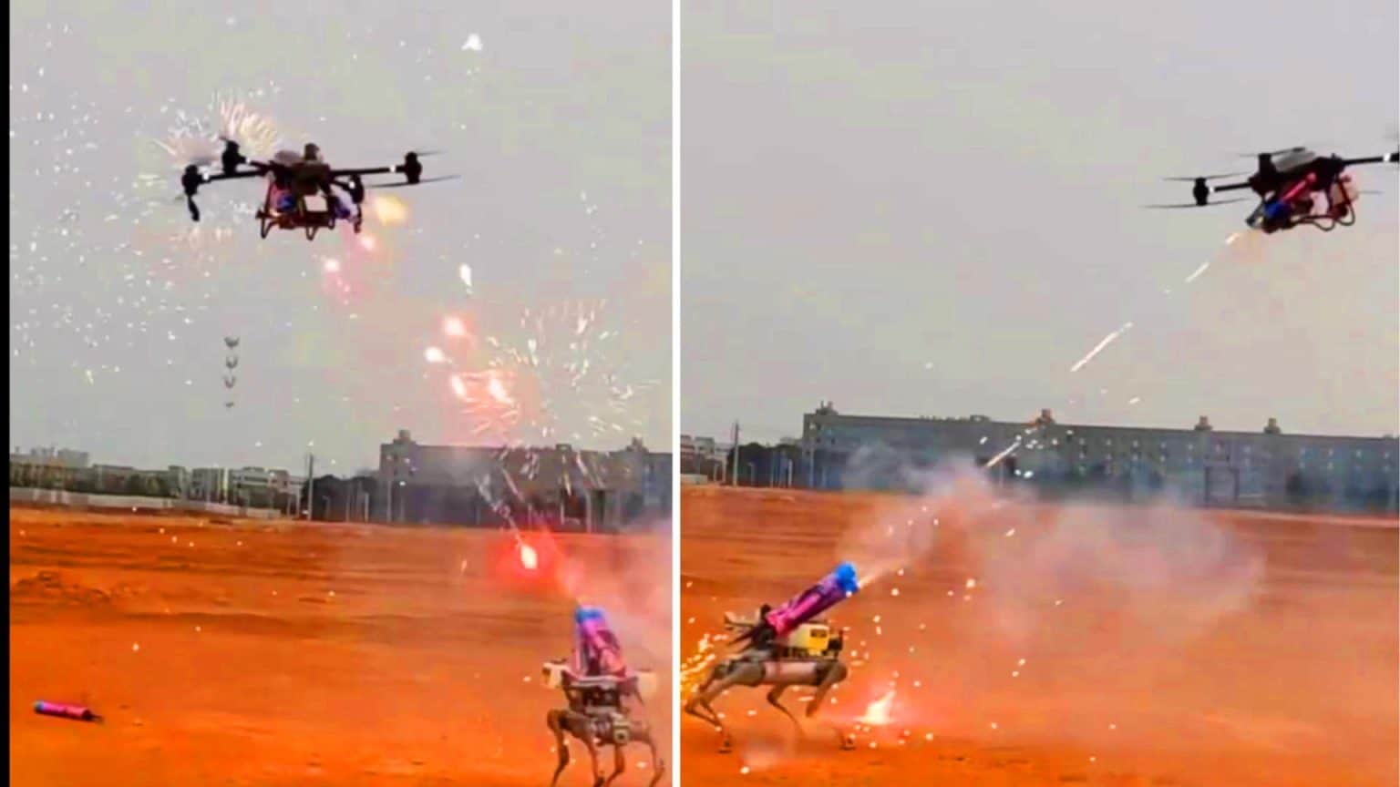 Ce duel spectaculaire : Quand un chien robotique affronte un drone chinois dans une bataille futuriste enflammée