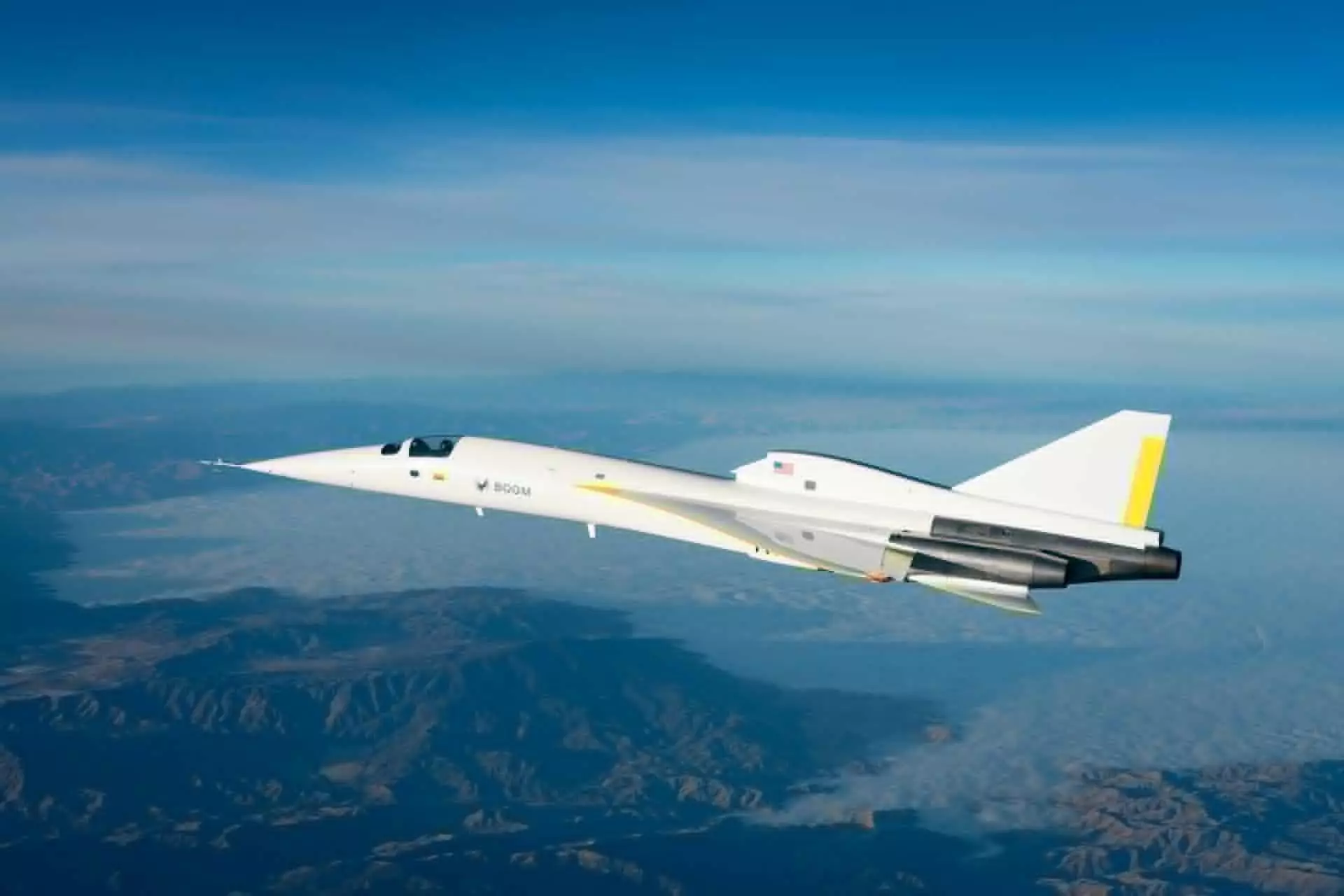 Le Boom Supersonic XB-1 (illustré ici lors d'un vol précédent) a atteint Mach 1.122 en mode croisière silencieuse... personne au sol n'a pu entendre le bang supersonique de l'avion