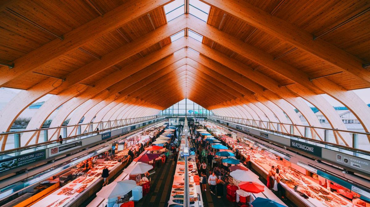 Ce toit en bois de 200 m, plus long que deux terrains de football, transforme le Sydney Fish Market en prouesse architecturale mondiale