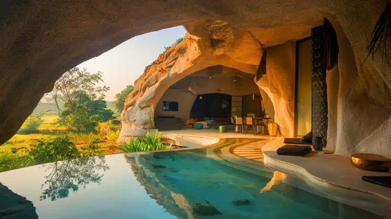 Cette maison sculptée sans colonnes ni poutres défie l’architecture classique et fusionne avec la nature en Inde Cette maison sauvage en Inde : 134 m² de courbes organiques défiant les codes, une immersion dans une caverne moderne sans colonnes