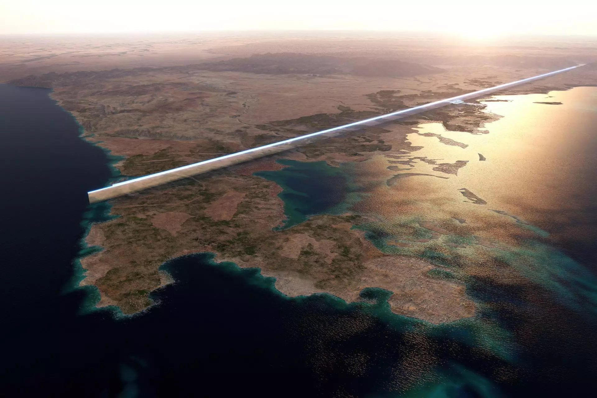 La Ligne s'étendrait sur 170 km (105 miles) et pourrait accueillir 9 millions d'habitants si elle voit le jour