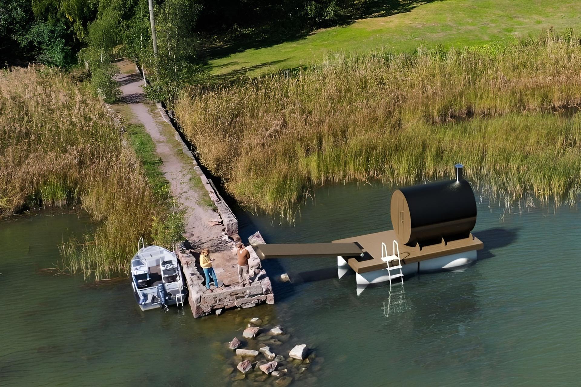 La première utilisation des pontons Reverlast se fera dans ce sauna flottant, dont l'ouverture est prévue ce printemps en Finlande