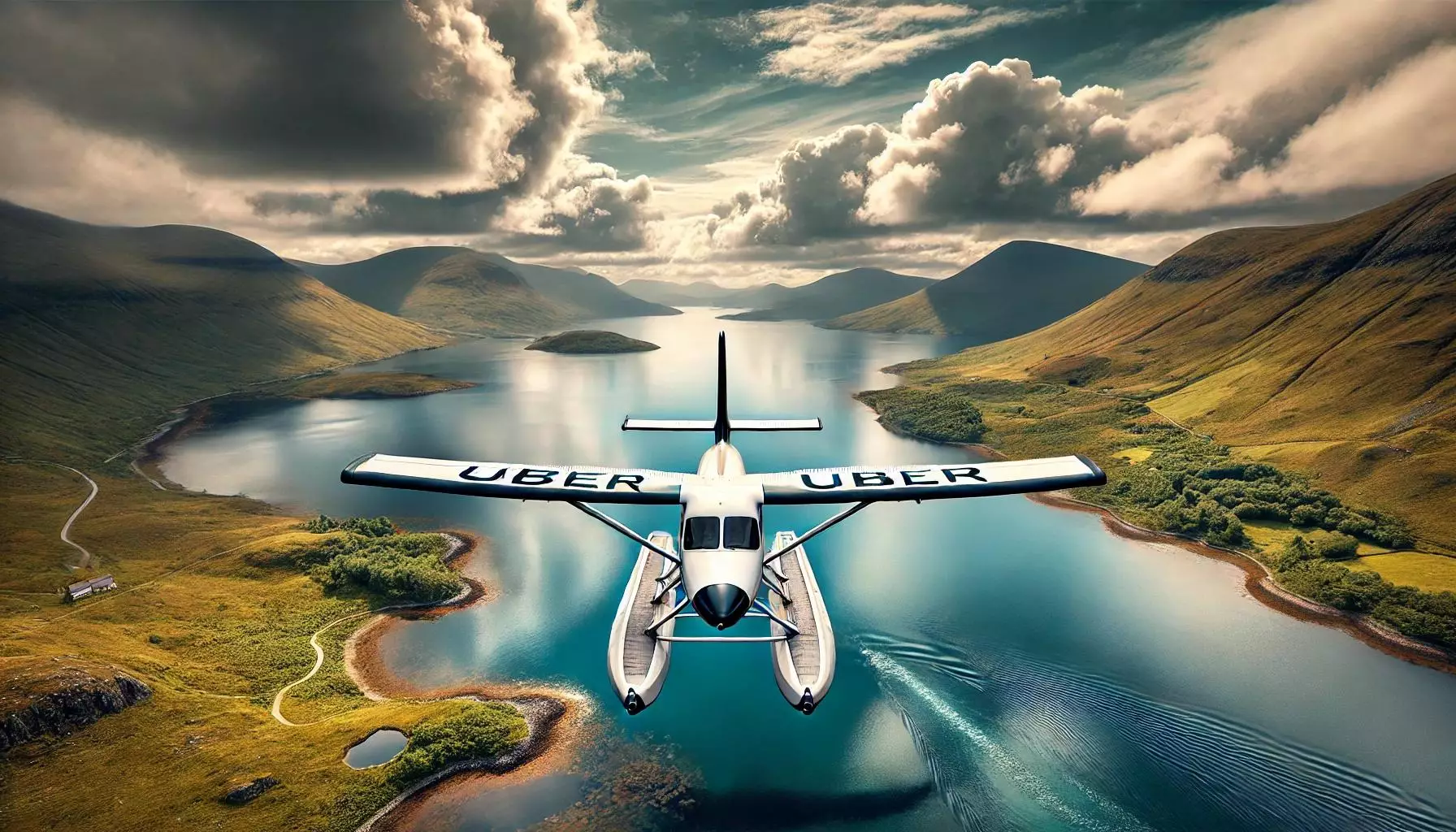 Découvrez les lochs écossais à bord d'un hydravion, illustré par une image virtuelle