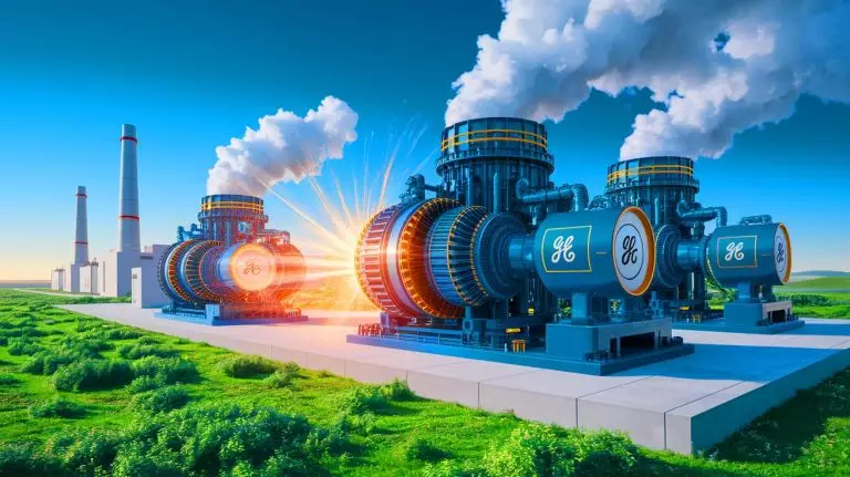 Ce bijou high-tech américain propulse le secteur énergétique avec une puissance inédite, alimentant 50 millions de foyers sans précédent Illustration de turbines à gaz de GE Vernova atteignant trois millions d'heures de fonctionnement (création par IA, illustration non réaliste). Crédit : Ideogram.