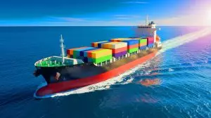 Illustration de l'utilisation de biocarburants dans le transport maritime pour réduire les émissions de carbone (création par IA, illustration non réaliste). Crédit : Ideogram.