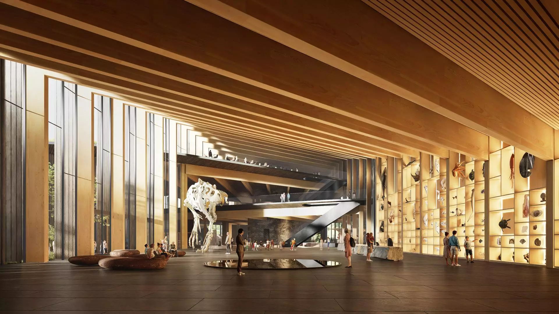 L'intérieur du Musée d'Histoire Naturelle de Hongrie, couvrant 23 000 m² (près de 250 000 pieds carrés), s'organisera autour d'un vaste hall central