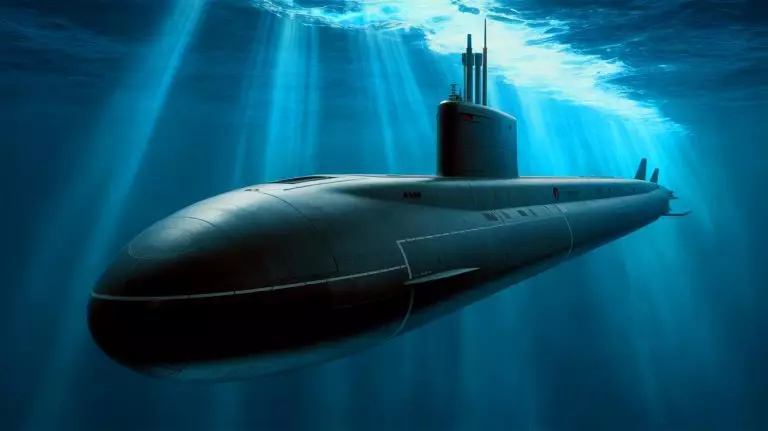 Illustration de l'USS Iowa, sous-marin nucléaire d'attaque rapide symbolisant l'innovation technologique et l'héritage maritime. Image réalisée par IA.