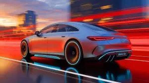 Illustration de la Mercedes-AMG électrique de 2 000 chevaux (création par IA, non réaliste). Crédit : Ideogram