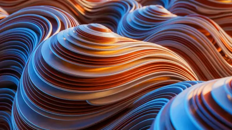 Illustration de matériau synthétique multicouche inspiré par les coquillages. Image réalisée par IA.