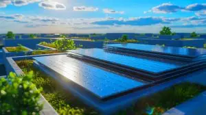 Illustration de panneaux solaires ultra-fins et efficaces développés par des chercheurs allemands (création par IA, non réaliste). Crédit : Ideogram