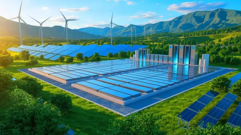 Illustration de la première station de stockage d'énergie hybride lithium-sodium en Chine. Image réalisée par IA.