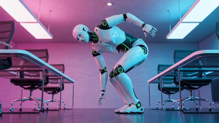 Illustration de l'innovant robot humanoïde CL-3 en action avec des mouvements fluides et humains. Image réalisée par IA.