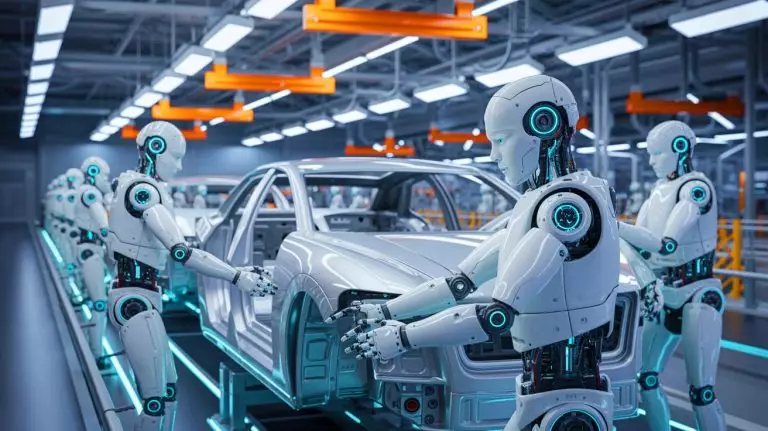 Illustration de robots humanoïdes en développement chez XPeng. Image réalisée par IA.