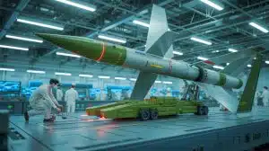 Illustration de la transformation de l'artillerie de roquettes en planeurs de précision par la Chine. Image réalisée par IA.