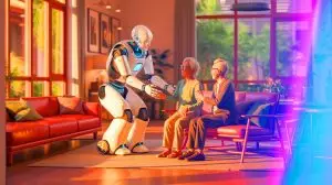 Illustration de l'ambitieux robot domestique de UBTech visant à répondre aux besoins de la population vieillissante en Chine. Image réalisée par IA.