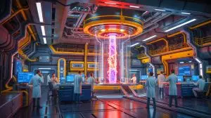 Illustration de la récente avancée du National Ignition Facility dans la fusion nucléaire. Image réalisée par IA.