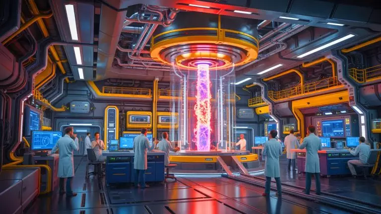 Illustration de la récente avancée du National Ignition Facility dans la fusion nucléaire. Image réalisée par IA.