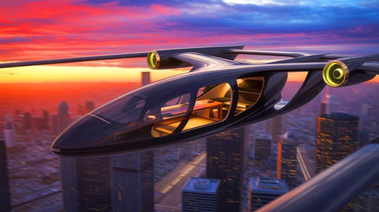Illustration de l'eVTOL hybride Sigma d'AltoVolo avec ses trois passagers en vol (création par IA, non réaliste). Crédit : Ideogram