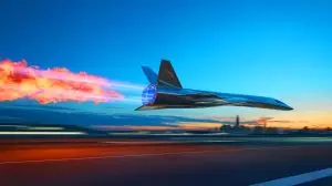 Illustration de l'essor des technologies hypersoniques et de leur impact potentiel sur le transport aérien mondial. Image réalisée par IA.
