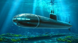 Illustration de l'Excalibur, le sous-marin autonome extra-large de la Royal Navy. Image réalisée par IA.