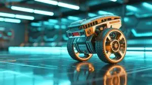 Illustration de robot à une roue utilisant des composants imprimés en 3D (création par IA, non réaliste). Crédit : Ideogram