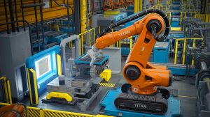 Illustration de Titan, le robot industriel avancé de RoboForce, conçu pour des environnements exigeants. Image réalisée par IA.