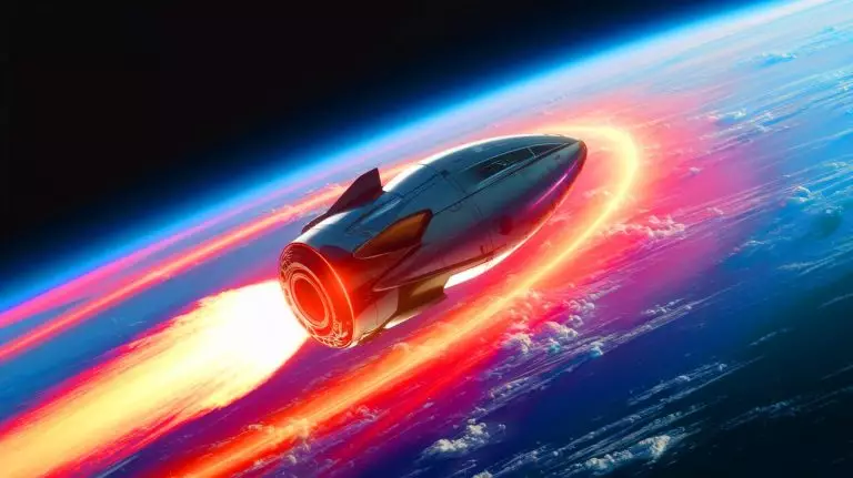 « Ils font transpirer leur vaisseau » : des ingénieurs américains testent un système de refroidissement inspiré de la sueur humaine Illustration de la technologie de transpiration des vaisseaux spatiaux pour la rentrée atmosphérique (création par IA, illustration non réaliste). Crédit : Ideogram.