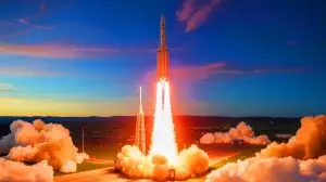 Illustration de la mise à l'essai réussie d'un missile balistique intercontinental Minuteman III par les États-Unis. Image réalisée par IA.