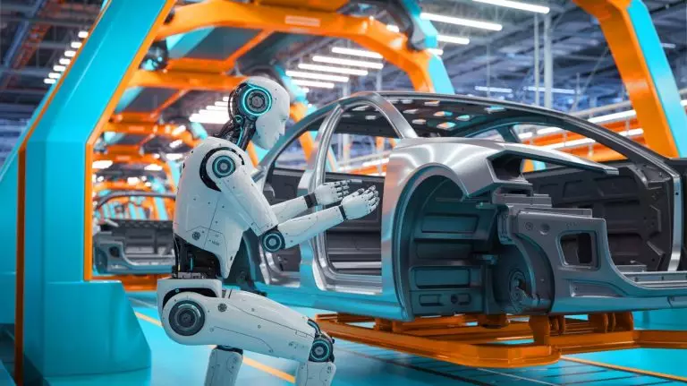 Illustration de l'Atlas 2.0 optimisant le séquençage des pièces dans l'industrie automobile. Image réalisée par IA.