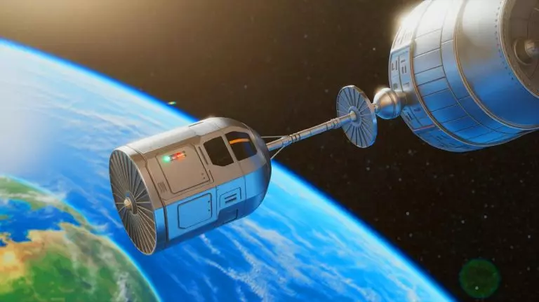 Illustration de la mission Otter Pup 2 par Starfish Space pour la prolongation de la durée de vie des satellites. Image réalisée par IA.