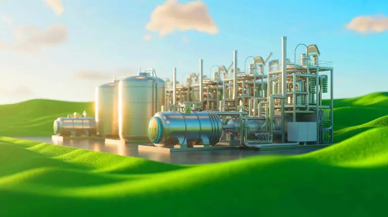Illustration de la production d'hydrogène pur par le module Hy-5 d'AFC Energy. Image réalisée par IA.