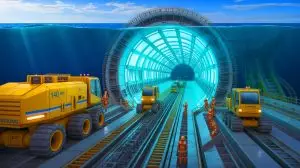 Un projet colossal pour relier deux continents : Elon Musk s’engage à bâtir un tunnel entre l’Europe et l’Amérique pour 18 700 milliards d’euros Illustration de la vision d'Elon Musk pour un tunnel reliant l'Amérique à l'Europe sous l'océan Atlantique. Image réalisée par IA.