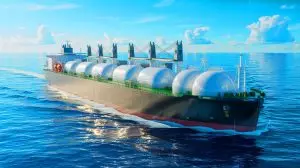 Illustration de la capture et du transport offshore de CO₂ par un navire innovant. Image réalisée par IA.