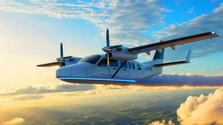 Illustration de la collaboration entre ZeroAvia et RVL Aviation pour le développement de vols commerciaux à hydrogène-électrique. Image réalisée par IA.