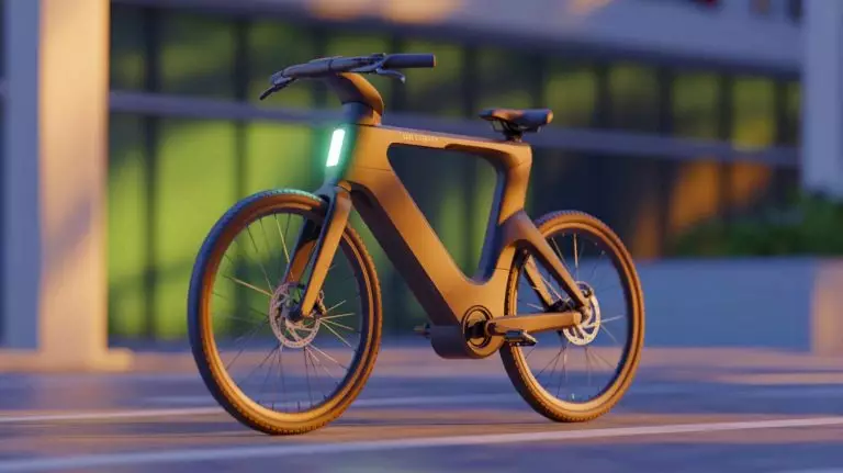 Illustration de la technologie innovante du vélo électrique Pi-POP doté de supercondensateurs. Image réalisée par IA.