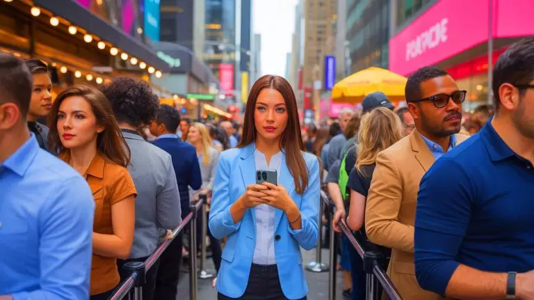 Illustration de Robert Samuel transformant l'attente en une entreprise florissante dans les rues de New York. Image réalisée par IA.