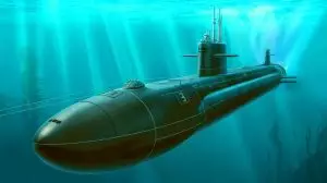 Illustration de l'USS Iowa, sous-marin nucléaire d'attaque rapide symbolisant l'innovation navale et le confort des marins. Image réalisée par IA.