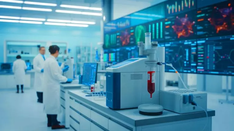 Illustration de la simplification du diagnostic de la maladie cœliaque grâce à un nouveau test sanguin. Image réalisée par IA.