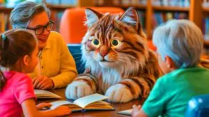Illustration de MetaCats, des robots félins apportant bien-être émotionnel aux enfants et seniors. Image réalisée par IA.