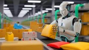 « Ce robot trie les colis comme un humain » : Figure 02 impressionne avec une dextérité presque naturelle Illustration de la performance du robot humanoïde Figure 02 triant des colis avec efficacité. Image réalisée par IA.