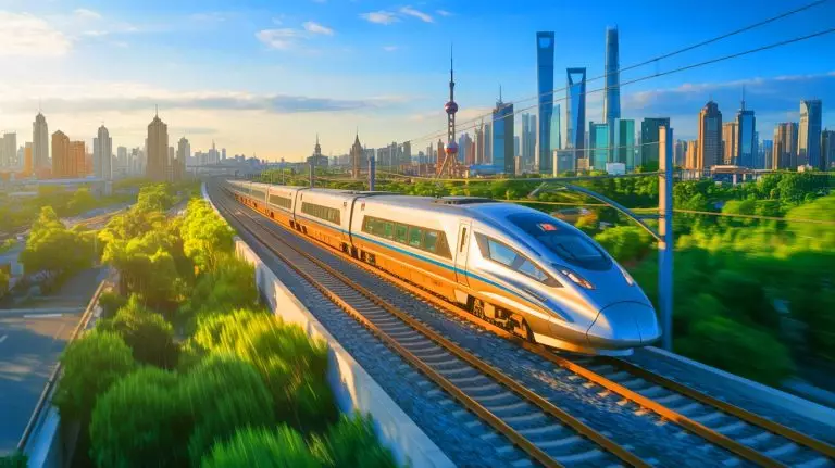 Illustration de la domination du train à grande vitesse chinois sur la liaison Pékin-Shanghai. Image réalisée par IA.
