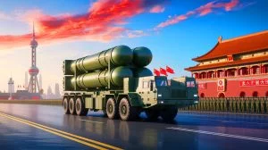 Illustration de la présentation potentielle du système de défense HQ-29 lors d'un défilé militaire en Chine. Image réalisée par IA.