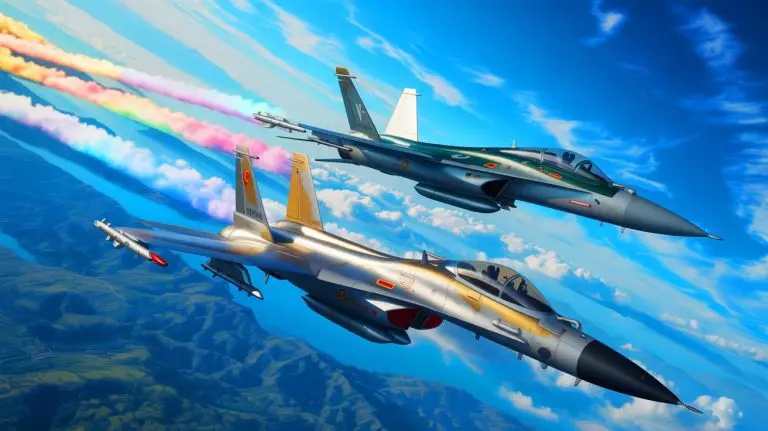 Illustration de nouveaux avions de combat chinois défiant les exportations occidentales. Image réalisée par IA.