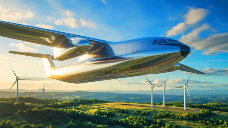Illustration de l'avion géant WindRunner conçu pour transporter des éoliennes. Image réalisée par IA.