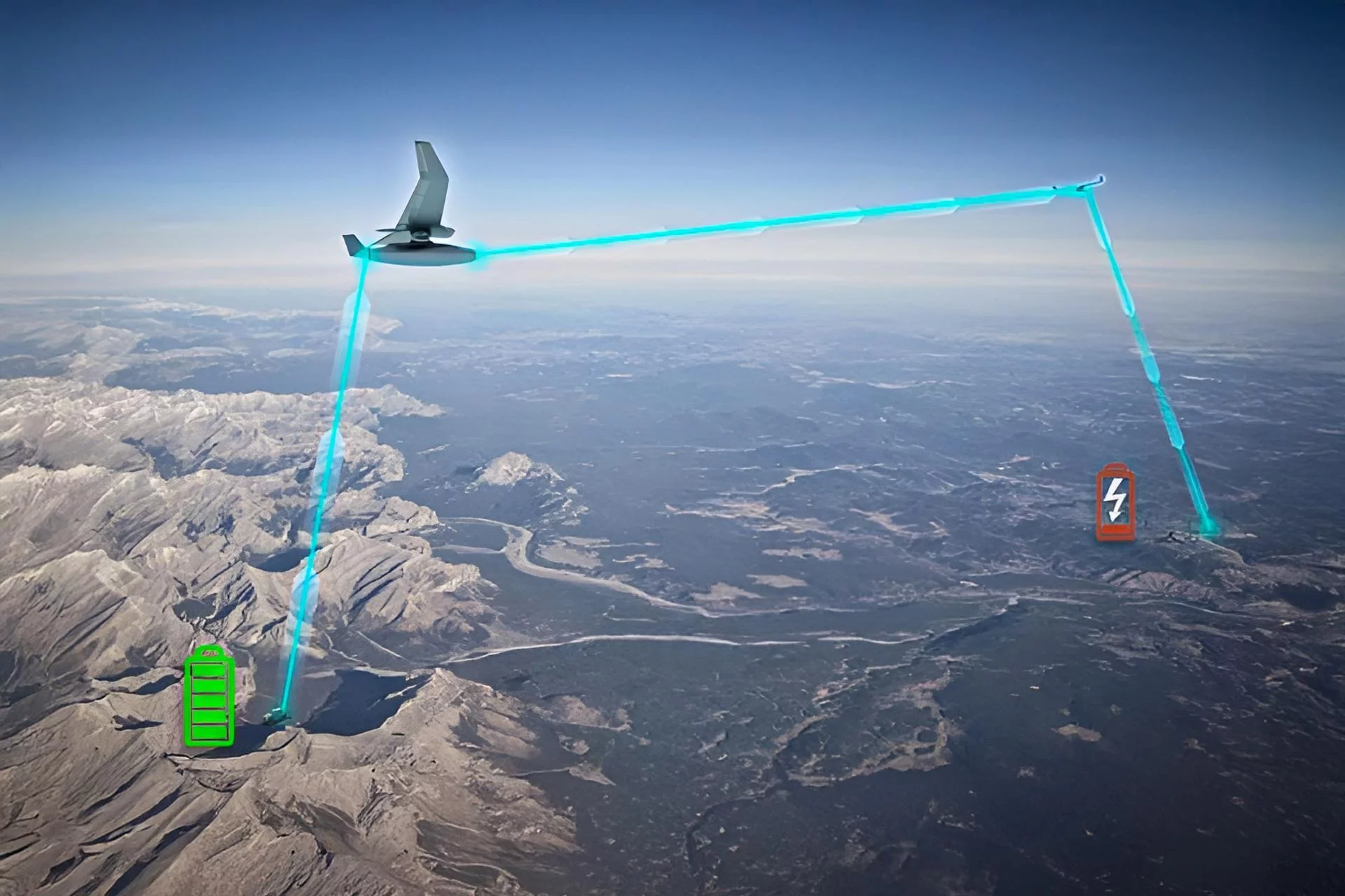 Concept artistique du relais de puissance laser en fonctionnement